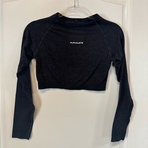 Alphalete Amplify Long Sleeve Crop Top in black marl. Worn once.
